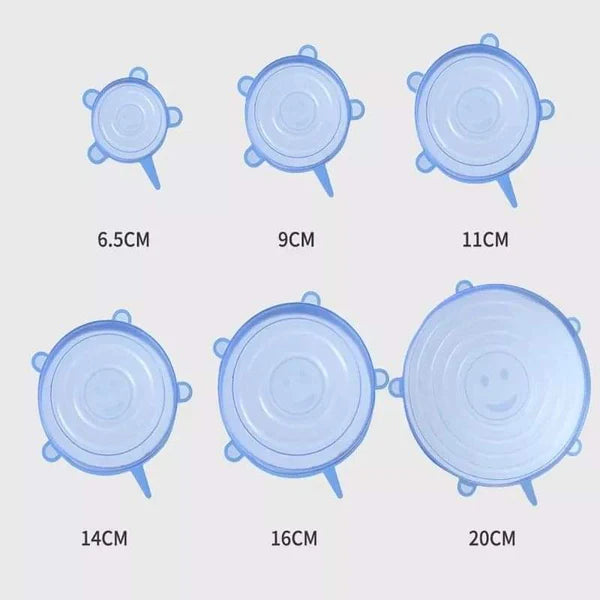 6 Pcs Re-usable Silicone Food Covers