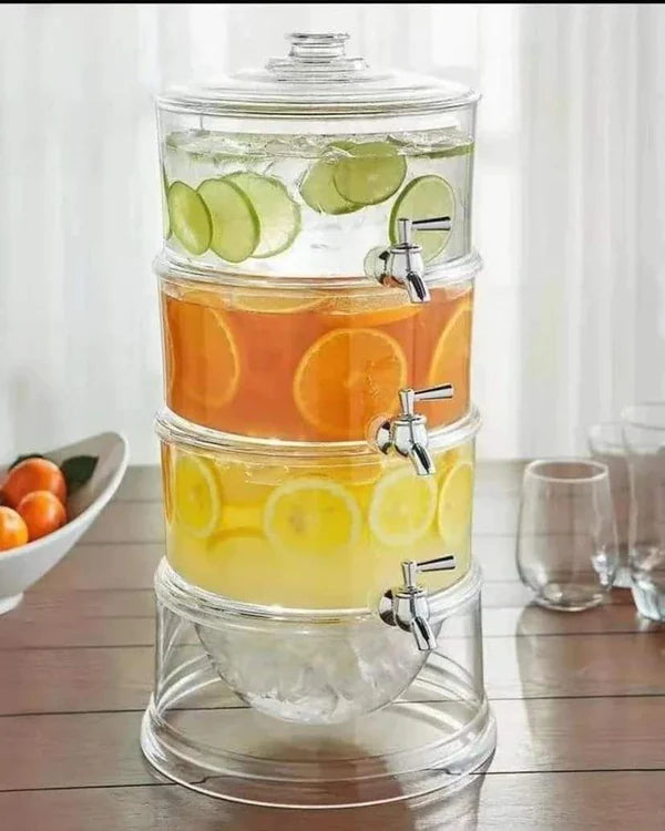 Acrylic Juice Dispenser With Ice Cube Compartment