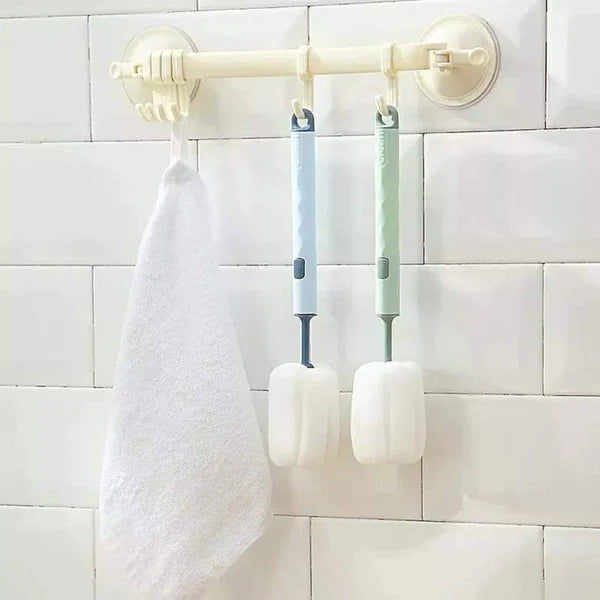 Multifunctional rotatable sponge cleaning brush with a long handle