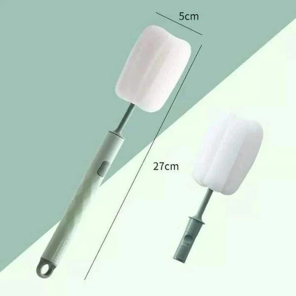 Multifunctional rotatable sponge cleaning brush with a long handle