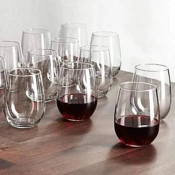 Danny Home 6-Piece Stemless Wine Glasses Set Modern Shatter-Resistant Crystal Glass for Home, Parties & Events