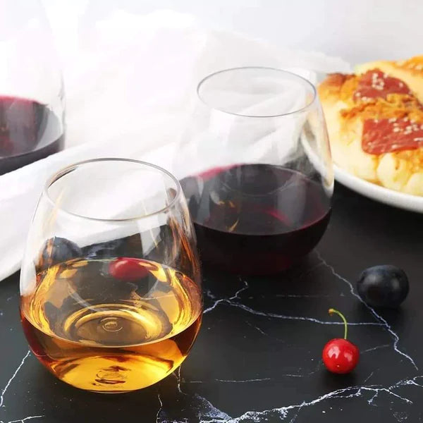 Danny Home 6-Piece Stemless Wine Glasses Set Modern Shatter-Resistant Crystal Glass for Home, Parties & Events