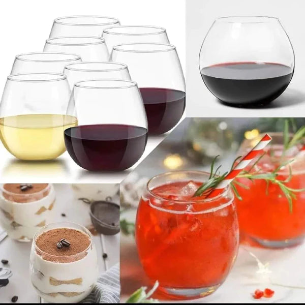 Danny Home 6-Piece Stemless Wine Glasses Set Modern Shatter-Resistant Crystal Glass for Home, Parties & Events