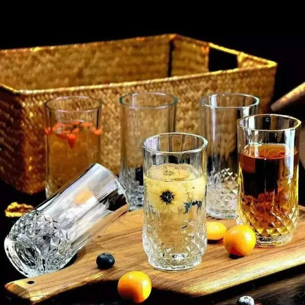 6pcs Long Diamond water glasses