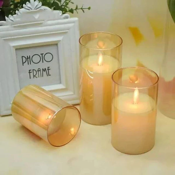 3pcs LED remote controlled glass candles