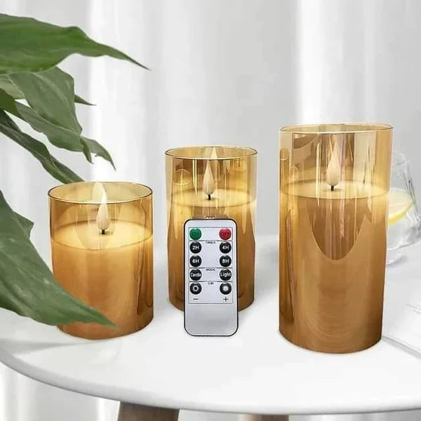 3pcs LED remote controlled glass candles
