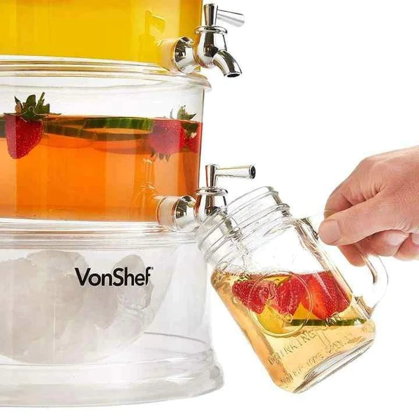 3-Tier Transparent Beverage Dispenser Large Capacity Juice & Drink Server for Parties, Homes & Events