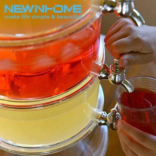 3-Tier Transparent Beverage Dispenser Large Capacity Juice & Drink Server for Parties, Homes & Events