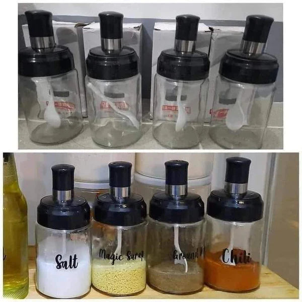 3pcs Glass Canisters with Dipper