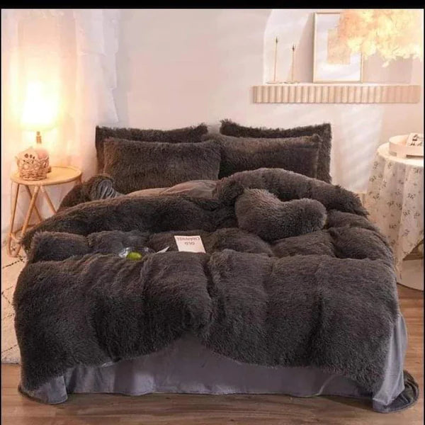 6pc Luxury designs Velvet plush Fluffy Duvet set