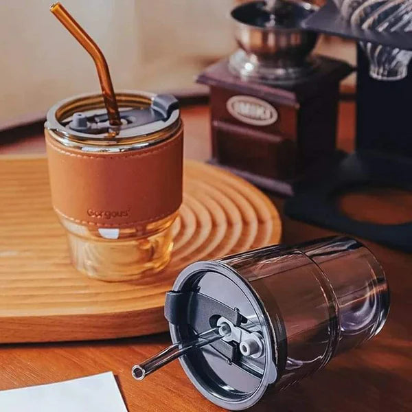 Glass Summer Cup with Leather Cover 450ml