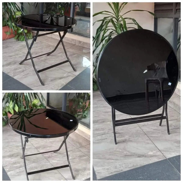 Foldable Table with Wooden Top and Metallic Frame & Stand