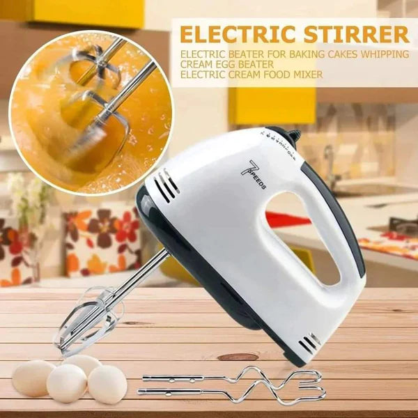 Electric Hand Mixer, Handheld Mixer Machine, 7 Speed Egg Beater, Liquid Mixer with 4 Stainless Steel Mixing Tools, Cream Cake Maker