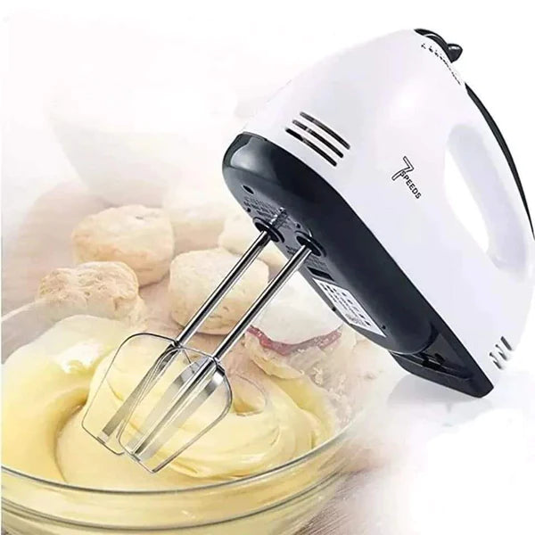 Electric Hand Mixer, Handheld Mixer Machine, 7 Speed Egg Beater, Liquid Mixer with 4 Stainless Steel Mixing Tools, Cream Cake Maker