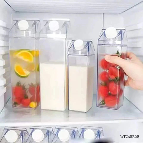 750ml Creative Transparent Milk & Water Bottle – Clear Reusable Fridge Drink Bottle