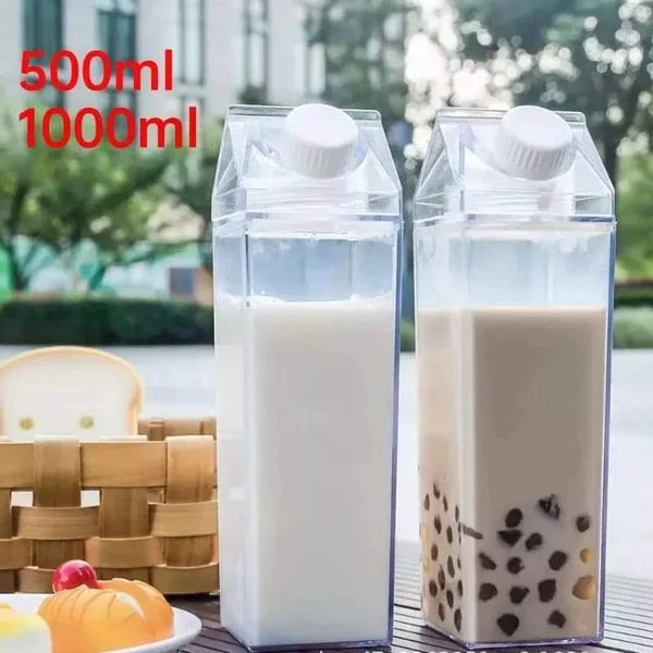 750ml Creative Transparent Milk & Water Bottle – Clear Reusable Fridge Drink Bottle