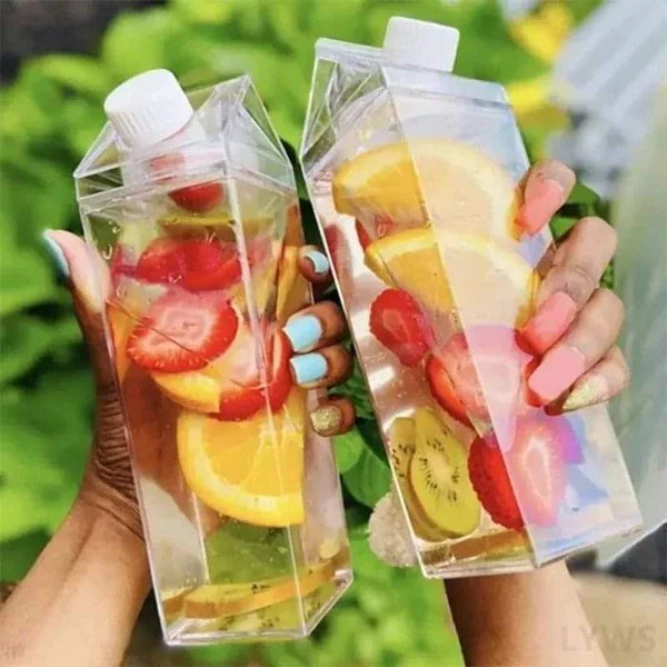 750ml Creative Transparent Milk & Water Bottle – Clear Reusable Fridge Drink Bottle