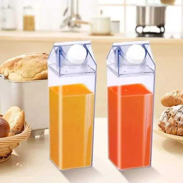 750ml Creative Transparent Milk & Water Bottle – Clear Reusable Fridge Drink Bottle
