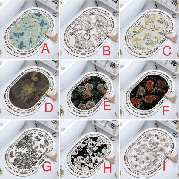 Floral Absorbent Bathroom Mats
