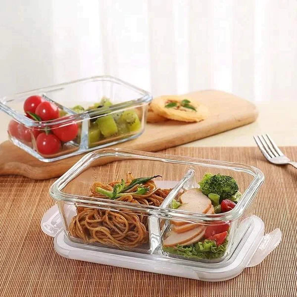 2 Grid Microwave Safe Glass Lunch Box