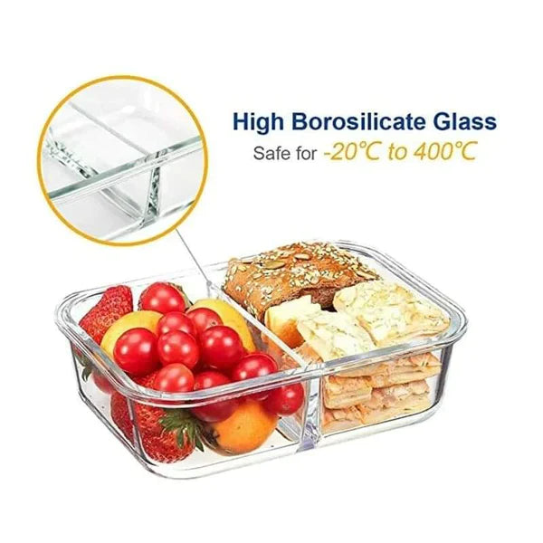2 Grid Microwave Safe Glass Lunch Box