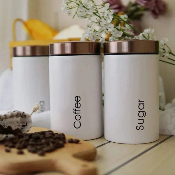 3-in-1 Alloy Canister Set for Tea, Coffee & Sugar Airtight Metal Kitchen Jars Stylish Pantry Organizers for Home, Office & Gifting in Kenya