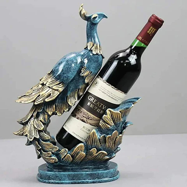 Golden Blue Peacock Bottle Holder