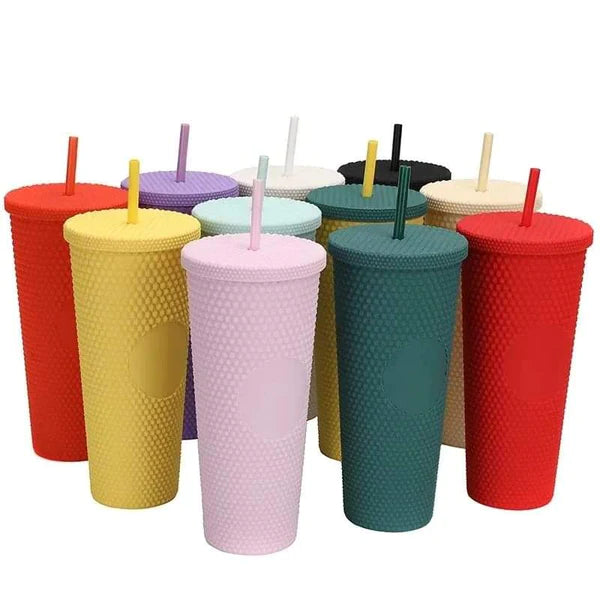 710ml Studded Tumbler with Lid and Straw