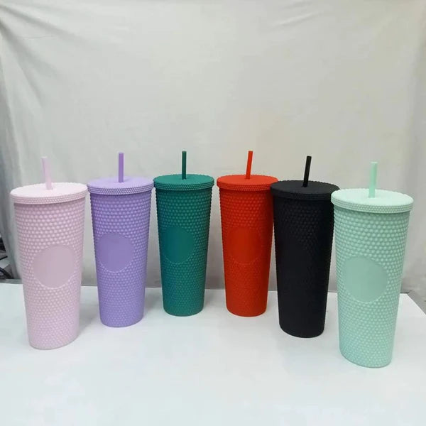 710ml Studded Tumbler with Lid and Straw