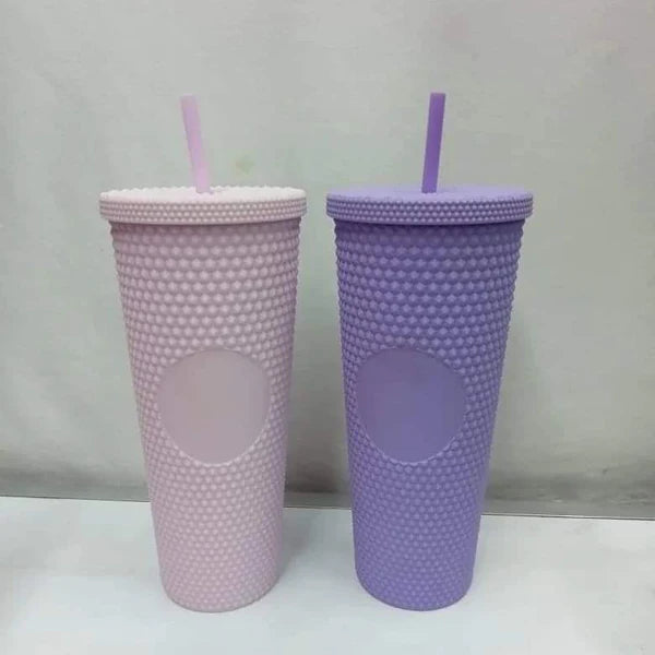 710ml Studded Tumbler with Lid and Straw
