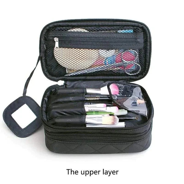 Waterproof double layered cosmetics storage organizer