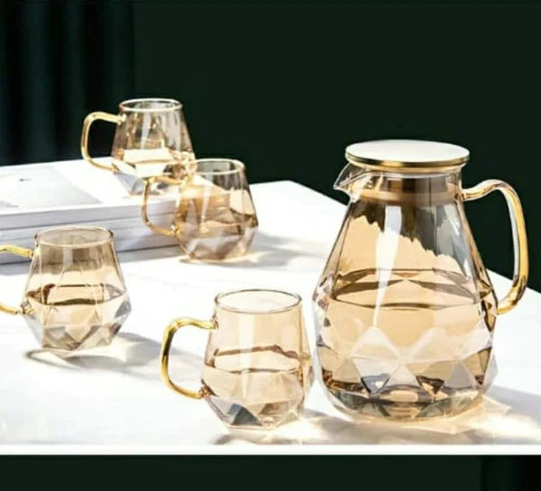 Luxury glass teapot 1 pc kettle +4 cups