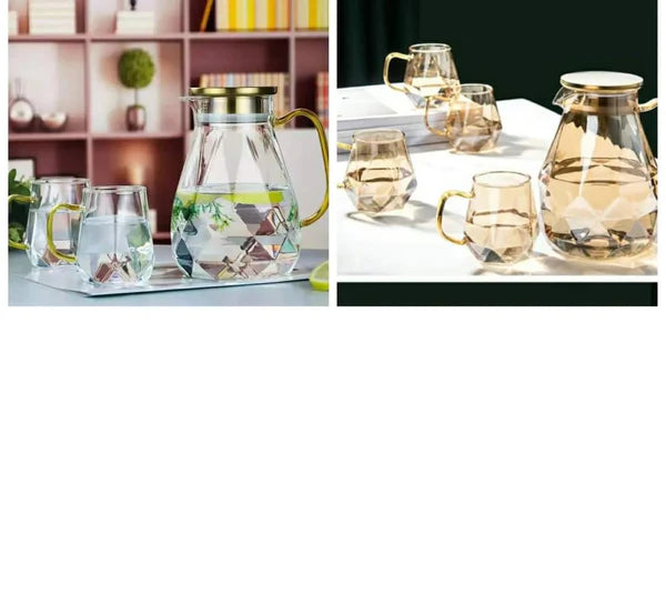 Luxury glass teapot 1 pc kettle +4 cups