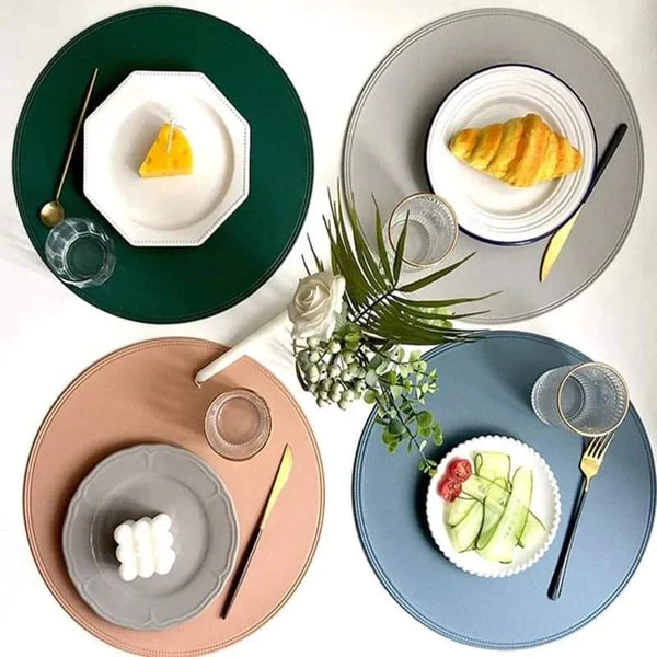 6pcs Round leather placemats