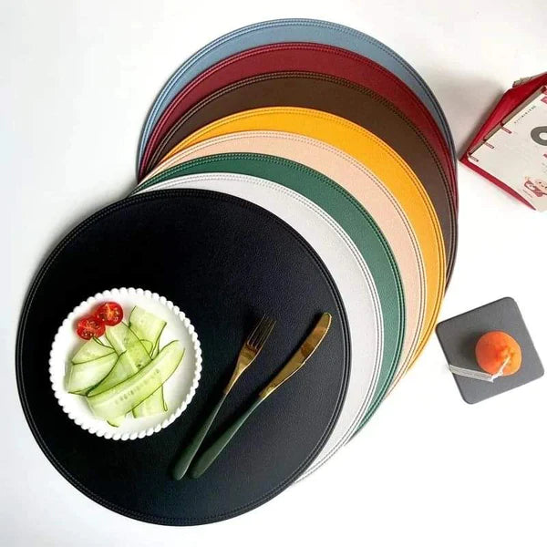 6pcs Round leather placemats