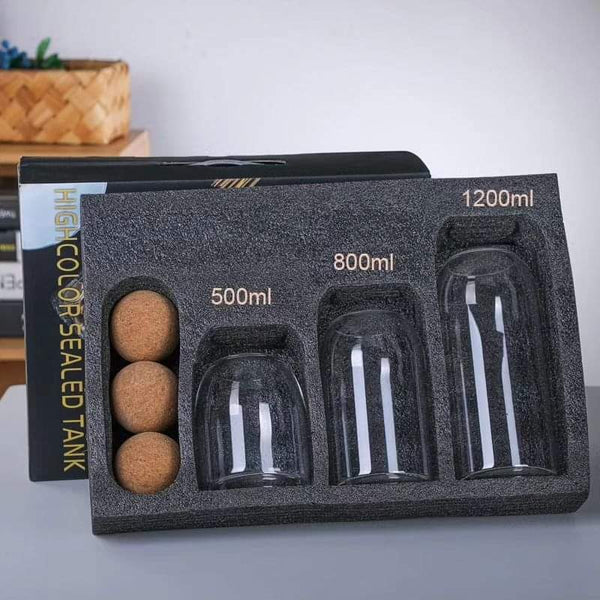 Open Ball Cork Transparent Jar with Bamboo Lid