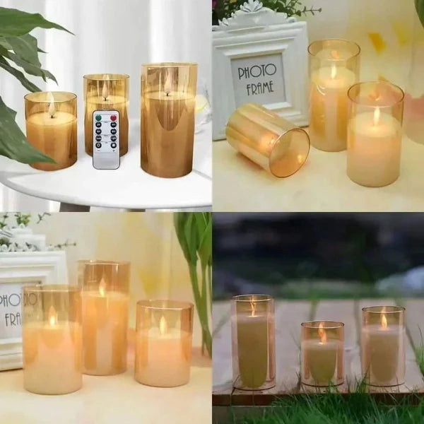 3pcs L.E.D Glass Candles with Remote control