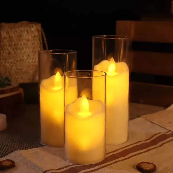 3pcs L.E.D Glass Candles with Remote control