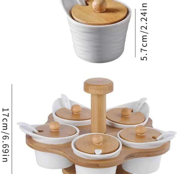 5pcs set spice cruets with rotary base set