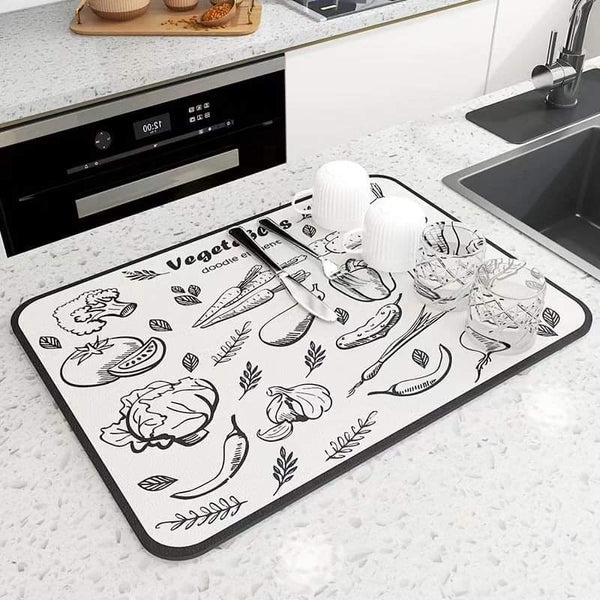 Absorbent dish drying mat