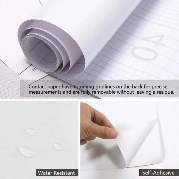 10M Self-adhesive plain white contact wallpaper