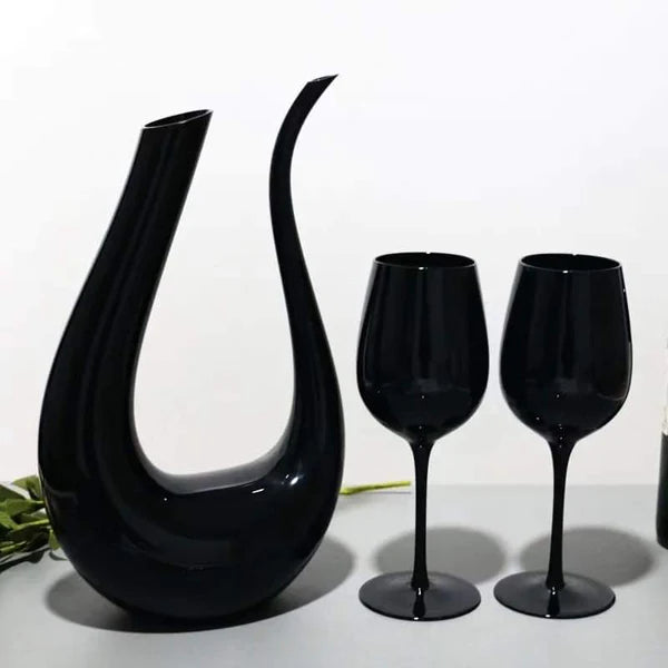 6pcs Black Glass Goblets