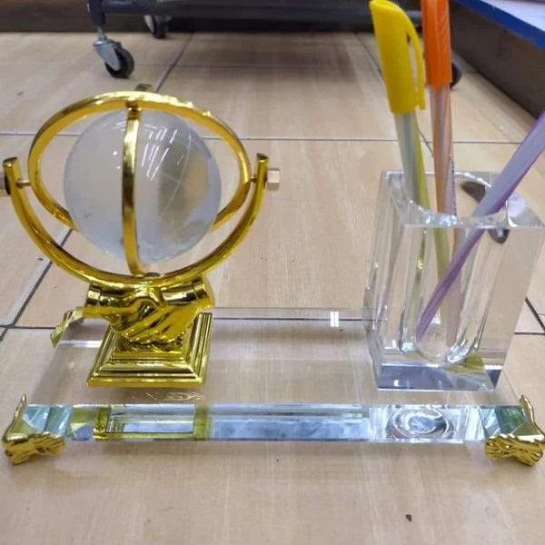 Crystal Handshake Office pen organizer