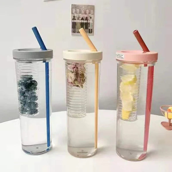 Clear Acrylic 800ml Smoothie Tumbler With Foldable Straw