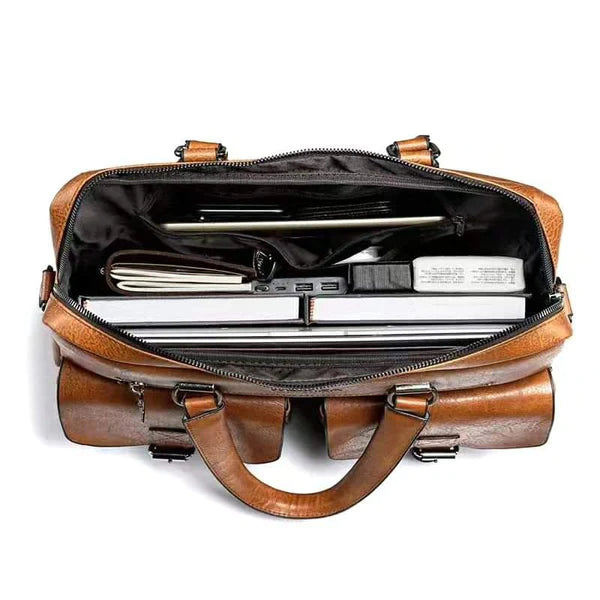 Men's Retro Leather Business Laptop Briefcase| Large Capacity Satchel Bag