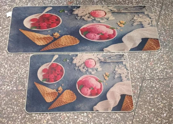 2pcs Exquisite Rubber Bottom Kitchen Mats