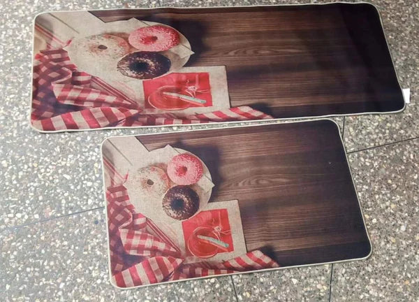 2pcs Exquisite Rubber Bottom Kitchen Mats
