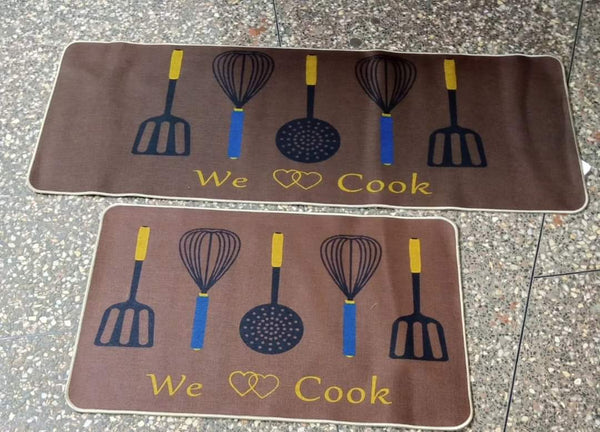 2pcs Exquisite Rubber Bottom Kitchen Mats