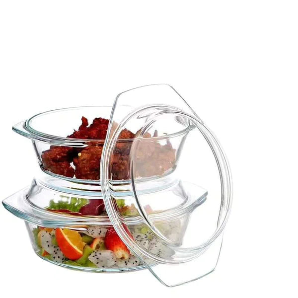 3pcs Glass Casserole Dish With Lid