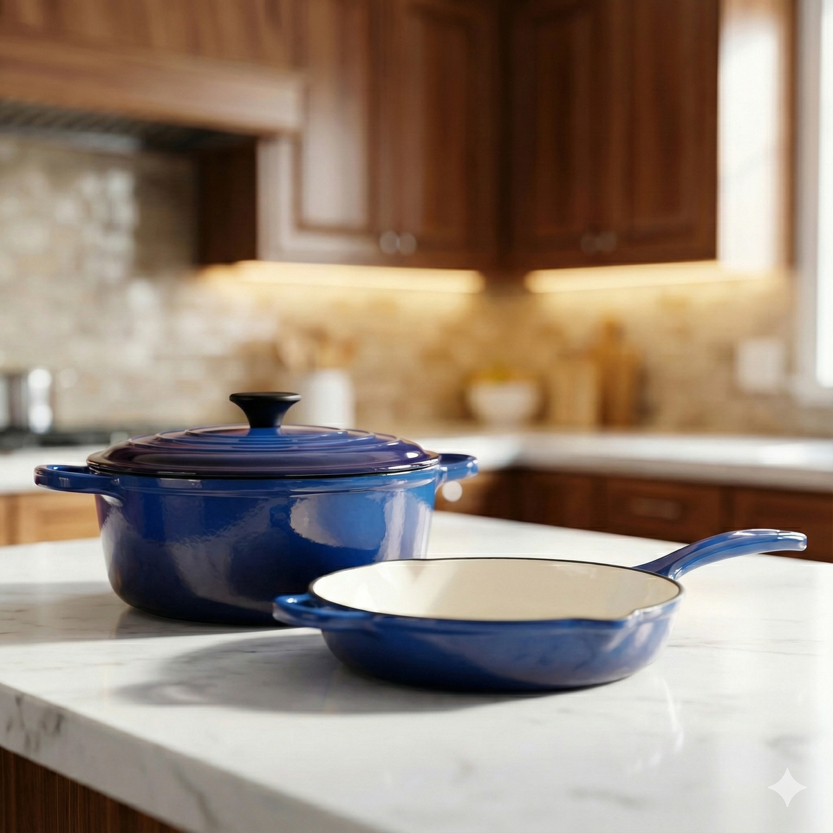 3 Pcs Enamel Cast Iron Cookware Set Heavy-Duty Dutch Oven with Lid | Non-Reactive, Even Heat Distribution Pot for Stewing, Frying & Baking